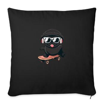 Dog Pug on skateboard - Sofa pillowcase 17,3'' x 17,3'' (45 x 45 cm) - black - Front