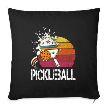 pickleball,-2 t-shirt, - Housse de coussin décorative 45 x 45 cm - noir - Devant