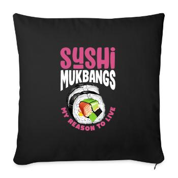 Mukbang et Sushi - Housse de coussin décorative 45 x 45 cm - noir - Devant
