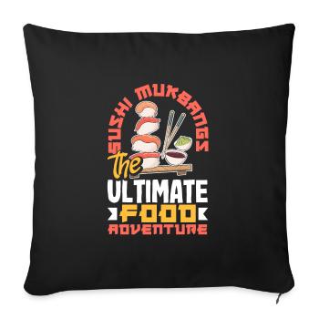 Mukbang et Sushi - Housse de coussin décorative 45 x 45 cm - noir - Devant