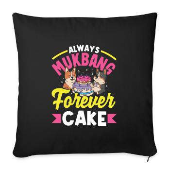 Mukbang et gâteau - Housse de coussin décorative 45 x 45 cm - noir - Devant