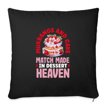 Mukbang et gâteau - Housse de coussin décorative 45 x 45 cm - noir - Devant