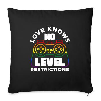 Love knows no level restrictions LGBTQ+ Gamer - Sofa pillowcase 17,3'' x 17,3'' (45 x 45 cm) - black - Front
