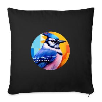 Blue jay bird - Sofa pillowcase 17,3'' x 17,3'' (45 x 45 cm) - black - Front