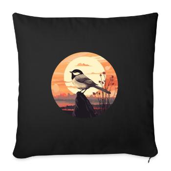 Chickadee bird - Sofa pillowcase 17,3'' x 17,3'' (45 x 45 cm) - black - Front
