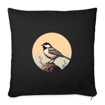 Chickadee bird - Sofa pillowcase 17,3'' x 17,3'' (45 x 45 cm) - black - Front