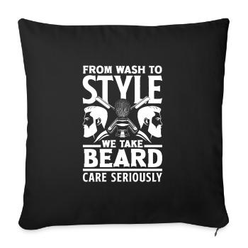 Du lavage au style, nous prenons le soin de la barbe au sérieux - Housse de coussin décorative 45 x 45 cm - noir - Devant