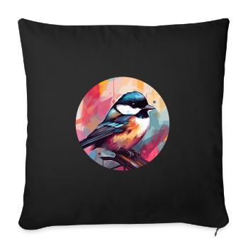 Chickadee bird - Sofa pillowcase 17,3'' x 17,3'' (45 x 45 cm) - black - Front