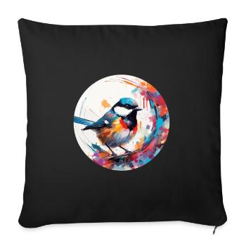 Chickadee bird - Sofa pillowcase 17,3'' x 17,3'' (45 x 45 cm) - black - Front