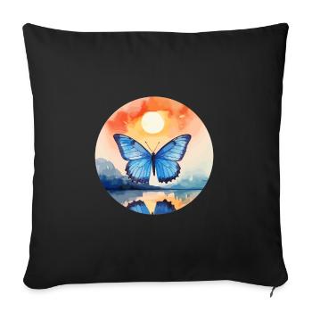 Morpho Papillon Bleu - Housse de coussin décorative 45 x 45 cm - noir - Devant