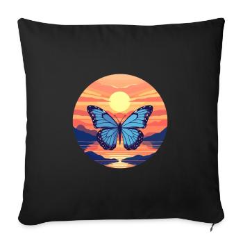 Morpho Papillon Bleu - Housse de coussin décorative 45 x 45 cm - noir - Devant