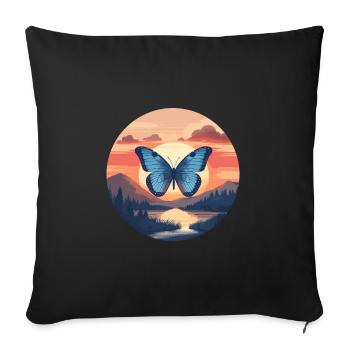 Morpho Papillon Bleu - Housse de coussin décorative 45 x 45 cm - noir - Devant