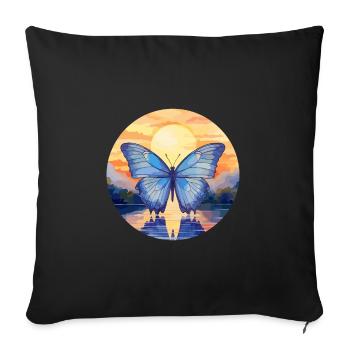 Morpho Papillon Bleu - Housse de coussin décorative 45 x 45 cm - noir - Devant
