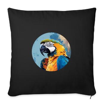 Ara bleu-or - Housse de coussin décorative 45 x 45 cm - noir - Devant
