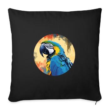 Blue and gold macaw - Sofa pillowcase 17,3'' x 17,3'' (45 x 45 cm) - black - Front