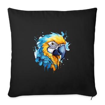 Blue and gold macaw - Sofa pillowcase 17,3'' x 17,3'' (45 x 45 cm) - black - Front