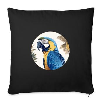 Blau-Gold Ara - Sofakissenbezug 45 x 45 cm - Schwarz - Vorne