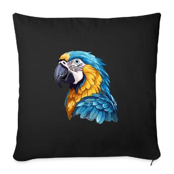 Blau-Gold Ara - Sofakissenbezug 45 x 45 cm - Schwarz - Vorne