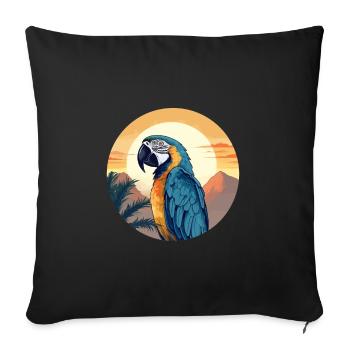 Blau-Gold Ara - Sofakissenbezug 45 x 45 cm - Schwarz - Vorne