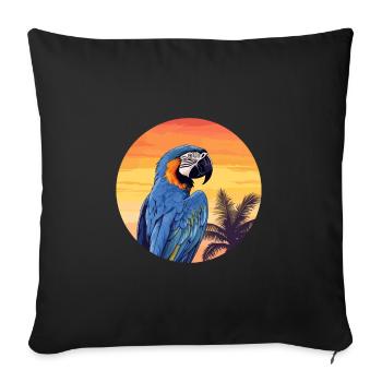 Blau-Gold Ara - Sofakissenbezug 45 x 45 cm - Schwarz - Vorne