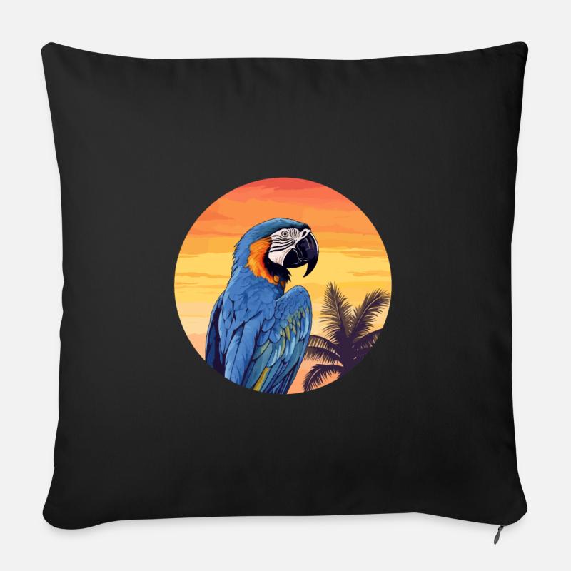 Blau-Gold Ara - Sofakissenbezug 45 x 45 cm - Schwarz