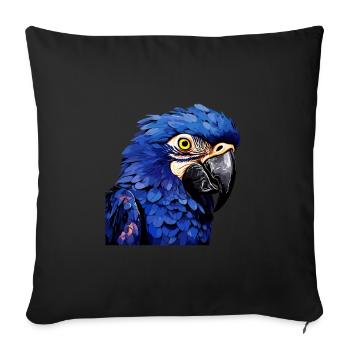 Hyacinth Macaw - Sofa pillowcase 17,3'' x 17,3'' (45 x 45 cm) - black - Front