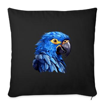 Hyacinth Macaw - Sofa pillowcase 17,3'' x 17,3'' (45 x 45 cm) - black - Front