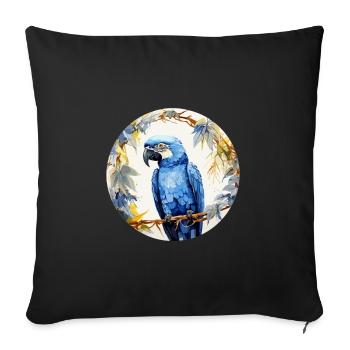 Hyacinth Macaw - Sofa pillowcase 17,3'' x 17,3'' (45 x 45 cm) - black - Front