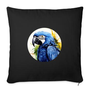 Hyacinth Macaw - Sofa pillowcase 17,3'' x 17,3'' (45 x 45 cm) - black - Front