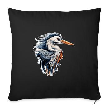 Héron - Housse de coussin décorative 45 x 45 cm - noir - Devant