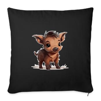 Wildschwein - Sofakissenbezug 45 x 45 cm - Schwarz - Vorne
