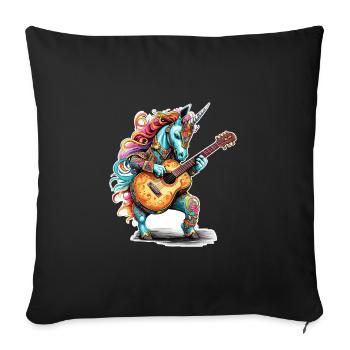 Unicorn playing guitar - Sofa pillowcase 17,3'' x 17,3'' (45 x 45 cm) - black - Front