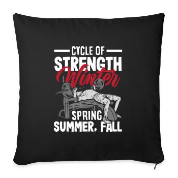 Cycle of Strength Winter, Spring, Summer, Fall - Sofa pillowcase 17,3'' x 17,3'' (45 x 45 cm) - black - Front