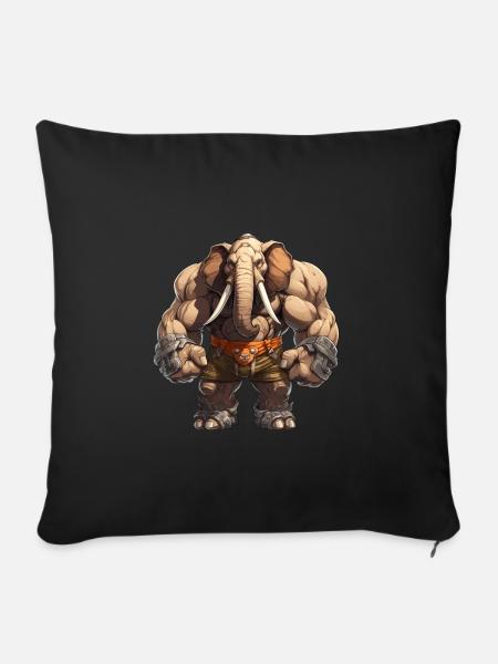 Bodybuilder Elefant - Sofakissenbezug 45 x 45 cm - Schwarz