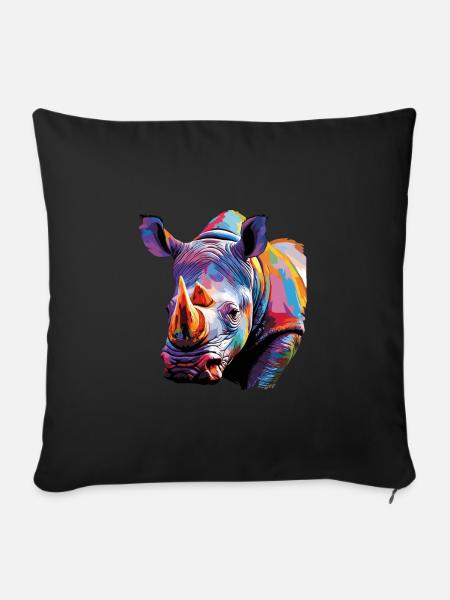 Rhinozeros - Sofakissenbezug 45 x 45 cm - Schwarz