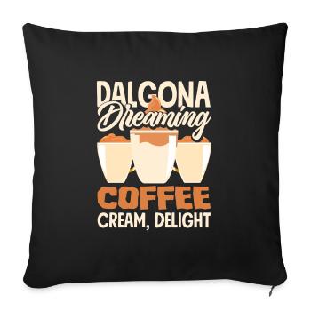 Dalgona Dreaming Café, Crème, Délice - Housse de coussin décorative 45 x 45 cm - noir - Devant