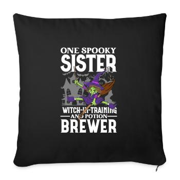 Un costume d’Halloween rétro effrayant de sœur - Housse de coussin décorative 45 x 45 cm - noir - Devant