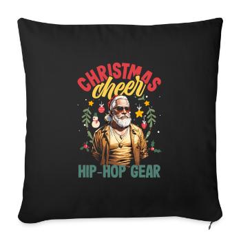 Joie de Noël, équipement hip-hop DJ Xmas Hip Hop - Housse de coussin décorative 45 x 45 cm - noir - Devant