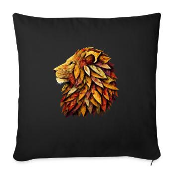 Lion d’automne fait de feuilles panachées - Housse de coussin décorative 45 x 45 cm - noir - Devant