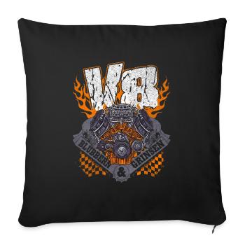 V8 Blubbern und Grinsen Achtzylinder Spruch - Sofakissenbezug 45 x 45 cm - Schwarz - Vorne