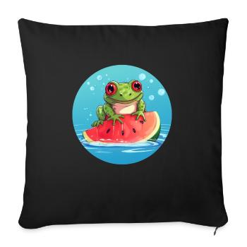 Frog on watermelon in the sea - Sofa pillowcase 17,3'' x 17,3'' (45 x 45 cm) - black - Front