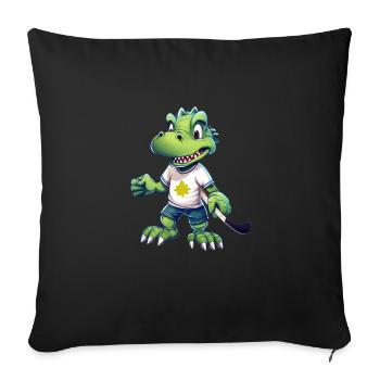 Hockey Hockeyspieler Krokodil Kawaii Comic - Sofakissenbezug 45 x 45 cm - Schwarz - Vorne