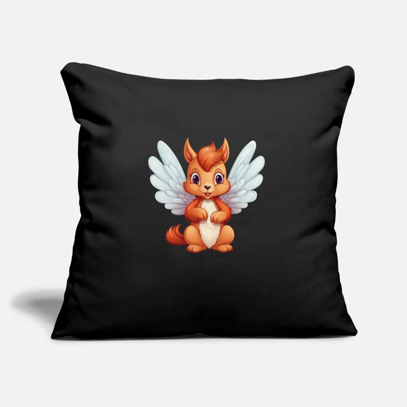 Süßes Eichhörnchen-Engel-Comic Sofakissenbezug 45 x 45 cm