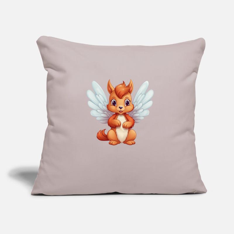 Süßes Eichhörnchen-Engel-Comic Sofakissenbezug 45 x 45 cm