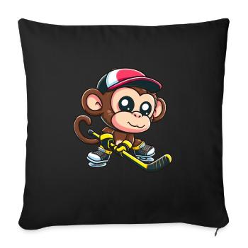 Chimpanzé en maillot de hockey sur glace : un insolite - Housse de coussin décorative 45 x 45 cm - noir - Devant