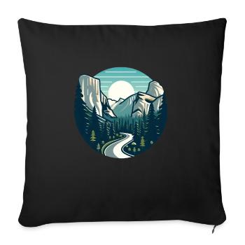 Landscape, Mountains, Forests, Sun - Sofa pillowcase 17,3'' x 17,3'' (45 x 45 cm) - black - Front
