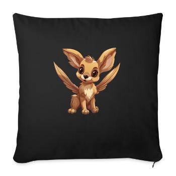 Rabbit with huge ears and angel wings Mythical animal - Sofa pillowcase 17,3'' x 17,3'' (45 x 45 cm) - black - Front
