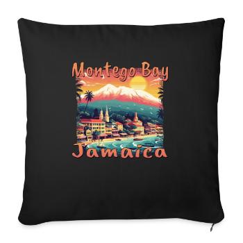 Montego Bay Vibes: Grunge-Stil Jamaika-Design - Sofakissenbezug 45 x 45 cm - Schwarz - Vorne