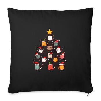 Katzen-Weihnachtsbaum: Festliche Tierliebe - Sofakissenbezug 45 x 45 cm - Schwarz - Vorne
