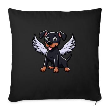 Engel Dobermann, Comic-Hund, Süße Illustration - Sofakissenbezug 45 x 45 cm - Schwarz - Vorne